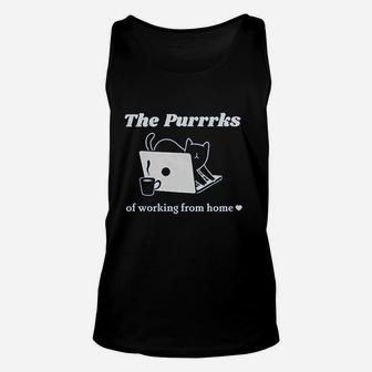 The Purrrks Of Working From Home Cat Unisex Tank Top | Crazezy