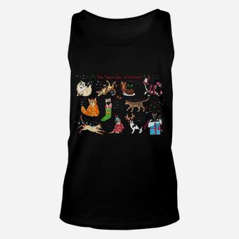The Twelve Cats Of Christmas Shirt Funny Holiday Cat Lovers Unisex Tank Top | Crazezy