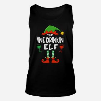 The Wine Drinking Elf Funny Matching Family Christmas Sweatshirt Unisex Tank Top | Crazezy