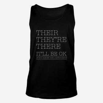 Their They Are There Grammar Funny English Teacher Gift Unisex Tank Top | Crazezy