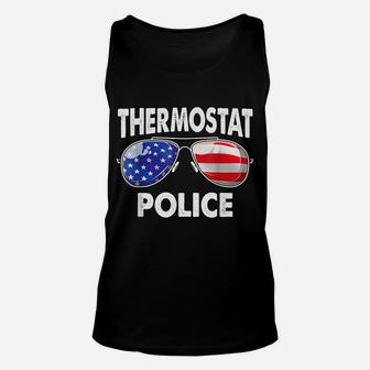 Thermostat Police T Shirt Usa Flag Sunglasses Fathers Day Unisex Tank Top | Crazezy