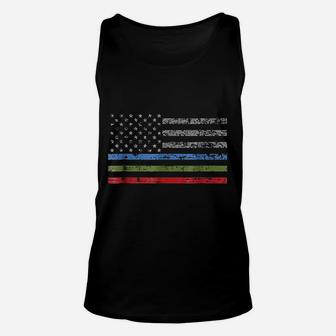 Thin Blue Green Red Line American Flag Unisex Tank Top | Crazezy UK