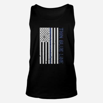 Thin Blue Line American Flag Unisex Tank Top | Crazezy AU
