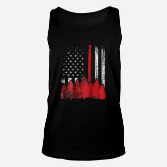 Thin Red Line American Flag Wildland Firefighter Unisex Tank Top - Thegiftio UK