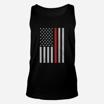 Thin Red Line Firefighter American Flag Unisex Tank Top | Crazezy AU