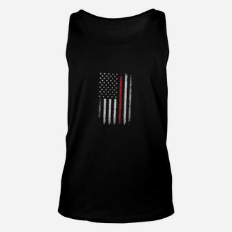 Thin Red Line Flag American Patriot Unisex Tank Top | Crazezy
