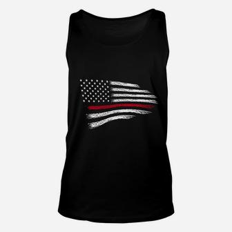 Thin Red Line Of Courage Usa Flag Unisex Tank Top | Crazezy AU