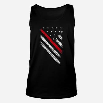 Thin Red Line Usa Flag Firefighter First Responder Unisex Tank Top | Crazezy UK
