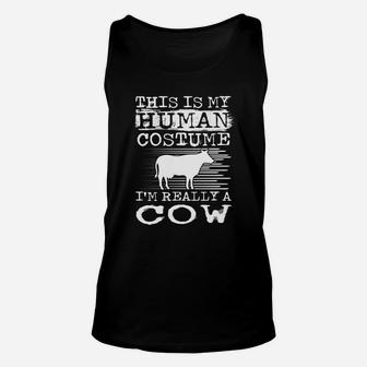 This Is My Human Costume Im Really A Cow Funny Unisex Tank Top - Thegiftio UK