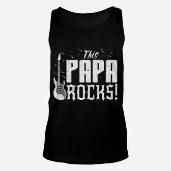 This Papa Rocks Dad Plays Guitar Player Shirt Unisex Tank Top | Crazezy DE