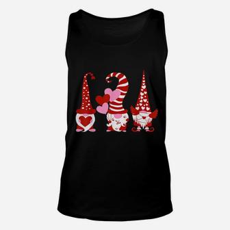 Three Gnomes Holding Hearts Valentines Unisex Tank Top - Monsterry