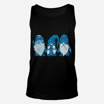 Three Gnomes In Blue Costume Christmas - Hanging With Gnomes Unisex Tank Top | Crazezy