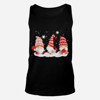 Three Gnomes In Buffalo Plaid Christmas Gift Unisex Tank Top | Crazezy