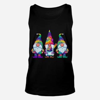 Three Hippie Gnomes Tie Dye Retro Vintage Hat Peace Gnome Sweatshirt Unisex Tank Top | Crazezy