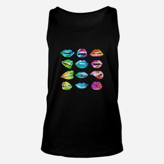 Tiedye Lip Mood Mouths Bite Tongue Out Smile Unisex Tank Top - Thegiftio