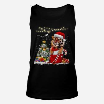 Tiger Christmas Lights Tree Snow Funny Tiger Xmas Gift Sweatshirt Unisex Tank Top | Crazezy AU