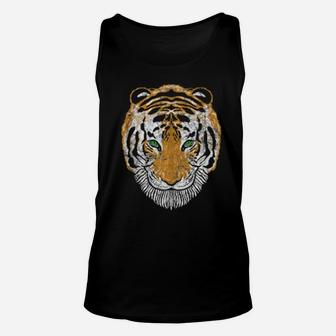 Tiger Vintage Big Cat Face Distressed Tiger Face Unisex Tank Top - Monsterry