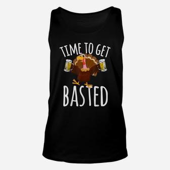 Time To Get Basted Funny Beer Thanksgiving Turkey Gift Unisex Tank Top | Crazezy AU