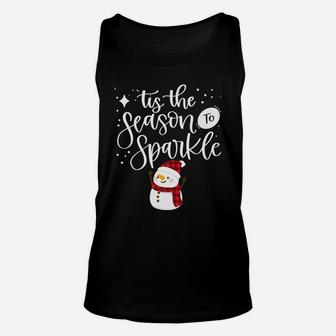 Tis The Season To Sparkle Winter Christmas Snowman Holiday Unisex Tank Top | Crazezy