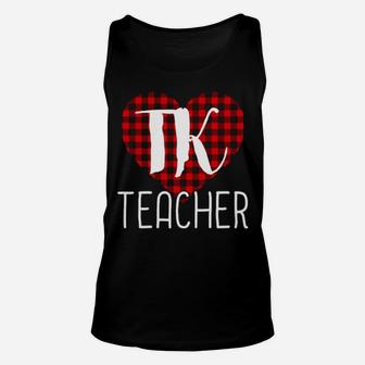 Tk Teacher Valentine's Day Buffalo Plaid Heart Unisex Tank Top - Monsterry CA