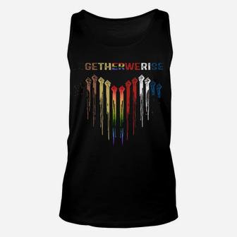 Together We Rise All Lives Matter Symbol Hands Heart Lgbt Unisex Tank Top - Monsterry