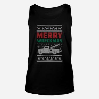Tow Truck Ugly Christmas Sweatshirt, Merry Xmas Towing Gift Unisex Tank Top | Crazezy