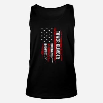 Tower Climber American Usa Flag Climbing Pullover Unisex Tank Top | Crazezy AU