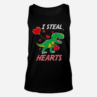 Trex I Steal Hearts Valentines Day Unisex Tank Top - Monsterry UK