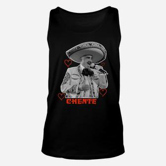 Tribute Chente Design With Red Heart Vicente Fernández Unisex Tank Top | Crazezy