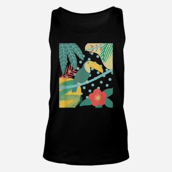 Tropical Bird Palm Leaf Flower Colorful Vacation Unisex Tank Top | Crazezy