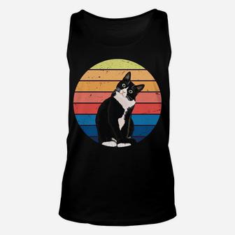 Tuxedo Cat Gift Retro Colors For Animal Lovers Sweatshirt Unisex Tank Top | Crazezy UK