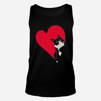 Tuxedo Cat Valentine Heart For Kitten And Animal Lovers Unisex Tank Top | Crazezy DE
