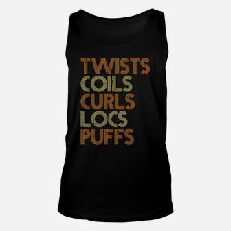 Twists Coils Curls Locs Puffs Proud Woman Christmas Gift Unisex Tank Top | Crazezy CA