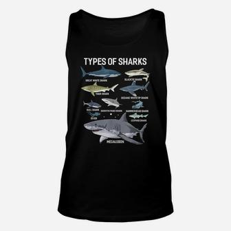 Types Of Sharks Shirt Sea Animal Shirt For Sharks Lover Unisex Tank Top | Crazezy