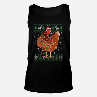 Ugly Christmas Chicken Santa Hat Lights Sweater Xmas Gift Sweatshirt Unisex Tank Top | Crazezy AU