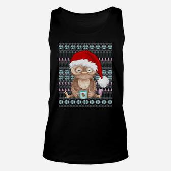 Ugly Christmas Santa Costume Christmas Owl Coffee Lovers Sweatshirt Unisex Tank Top | Crazezy