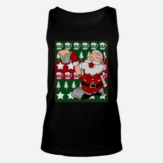 Ugly Christmas Sweater Santa Beer Drinking Party Fun Pajama Sweatshirt Unisex Tank Top | Crazezy