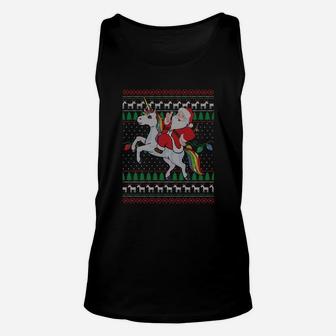 Unicorn Ugly Christmas Sweatshirt Xmas Santa Gift Unisex Tank Top | Crazezy