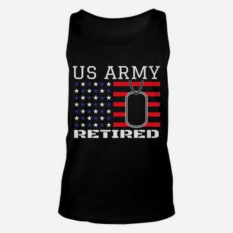 Us American Flag Patriotism Dog Tag Veteran Army Retirement Unisex Tank Top | Crazezy CA