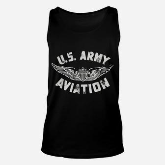 US Army Aviation Cool Distressed Patriotic Top Tee Unisex Tank Top | Crazezy