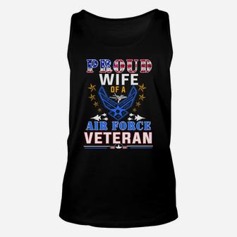 Us Proud Air Force Wife With American Flag Gift Veteran Unisex Tank Top | Crazezy CA