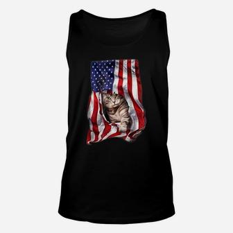 Usa American Flag Cat Kitty Kitten Shirt Funny 4Th July Gift Unisex Tank Top | Crazezy