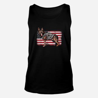 Usa Flag Cute Animal Dog 4Th Of July German Shepherd Unisex Tank Top - Monsterry