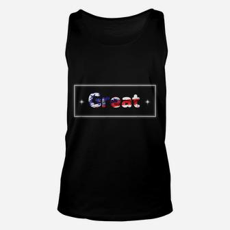 Usa Flag Inside Great Text Unisex Tank Top | Crazezy