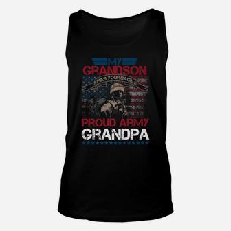 Usa My Grandson Has Your Back Proud Army Grandpa Shirt Gift Unisex Tank Top | Crazezy