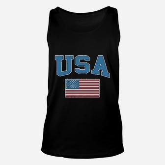 Usa Text And American Flag Unisex Tank Top | Crazezy