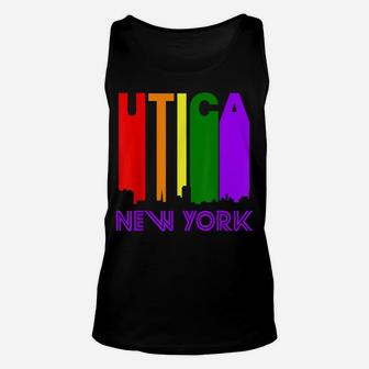 Utica New York Lgbtq Gay Pride Rainbow Skyline Unisex Tank Top | Crazezy