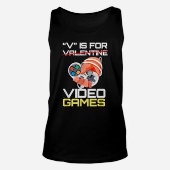 V Is For Video Games Valentine Video Game Unisex Tank Top - Monsterry CA