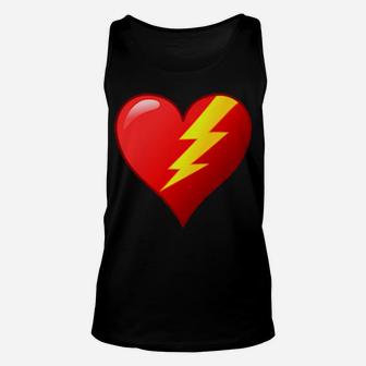 Valentine Lightning Heart Lightning Bolt In Red Heart Unisex Tank Top - Monsterry