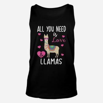 Valentine Llama All You Need Is Love & Llamas Gifts Unisex Tank Top | Crazezy